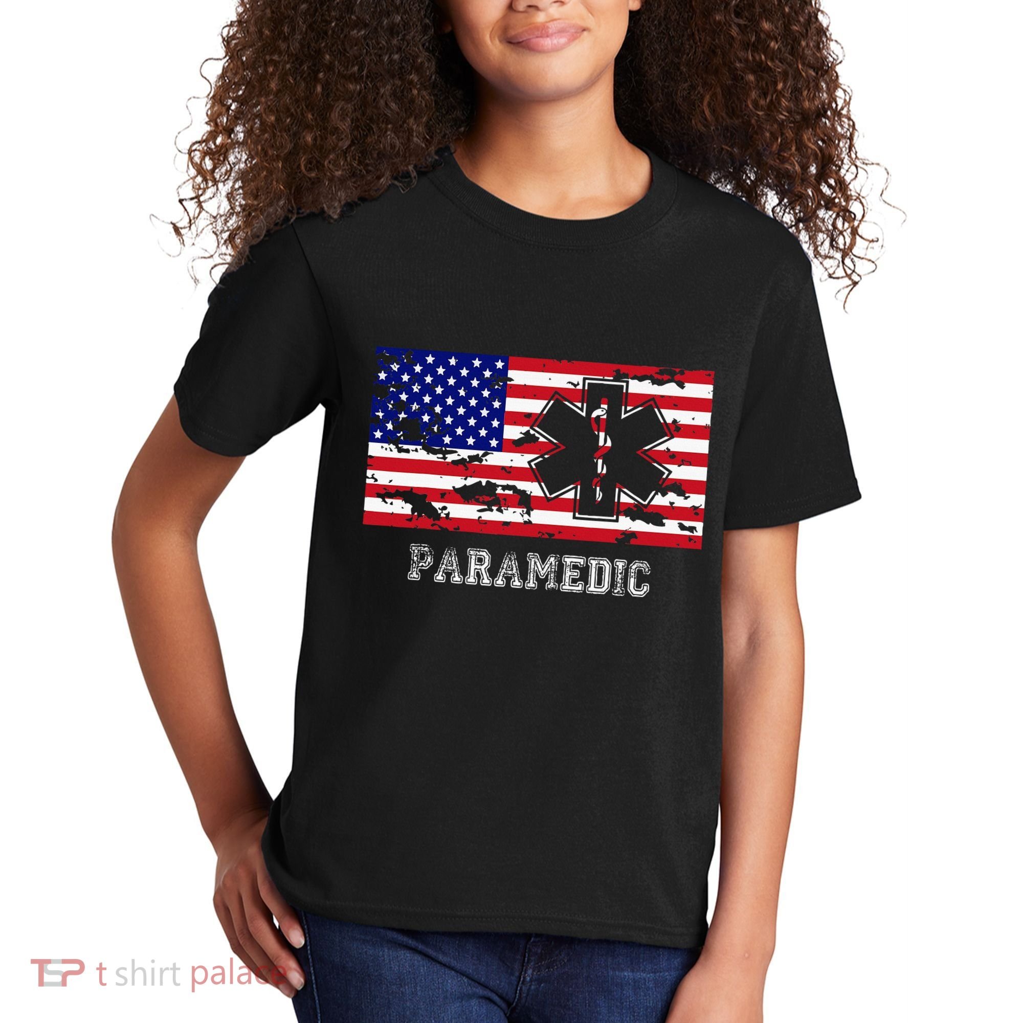Paramedic Usa Flag Kids T-Shirt