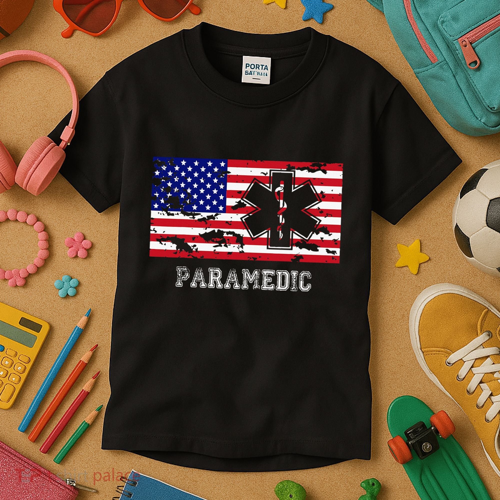 Paramedic Usa Flag Kids T-Shirt