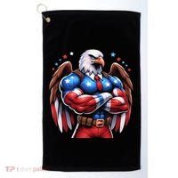 Patriotic Us Flag Patriotic Eagle July Usa American Flag Golf Towel thumb 0
