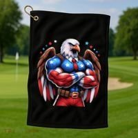Patriotic Us Flag Patriotic Eagle July Usa American Flag Golf Towel thumb 1