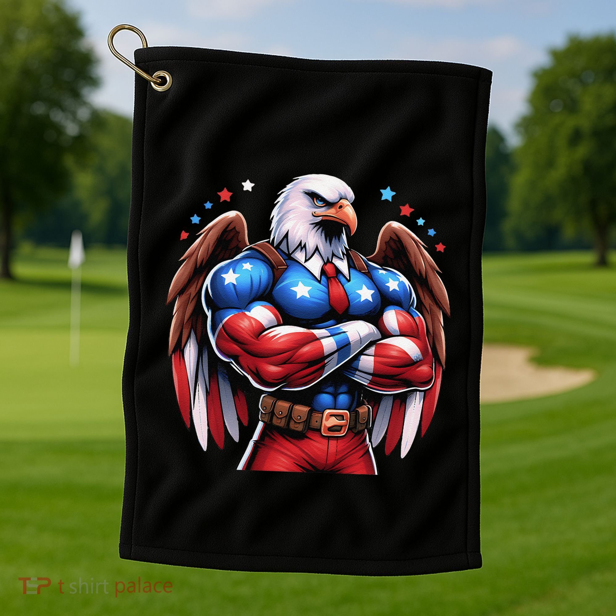 Patriotic Us Flag Patriotic Eagle July Usa American Flag Golf Towel