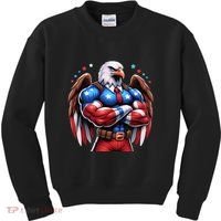 Patriotic Us Flag Patriotic Eagle July Usa American Flag Kids Sweatshirt thumb 0