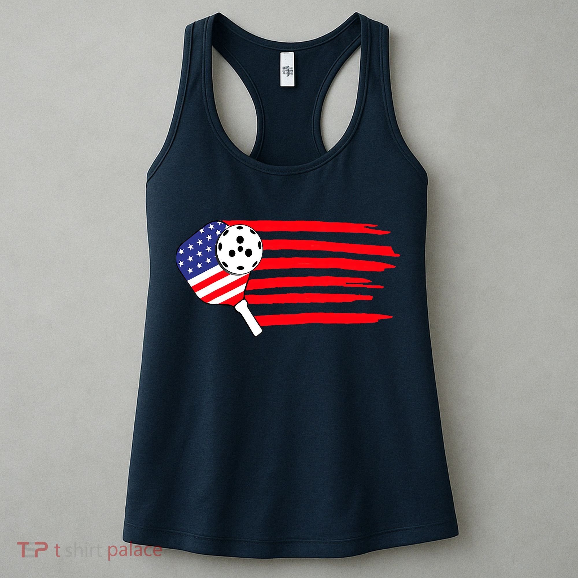 Pickleball US Flag American Patriotic Pickleball 4th Of July Women's Tank Top