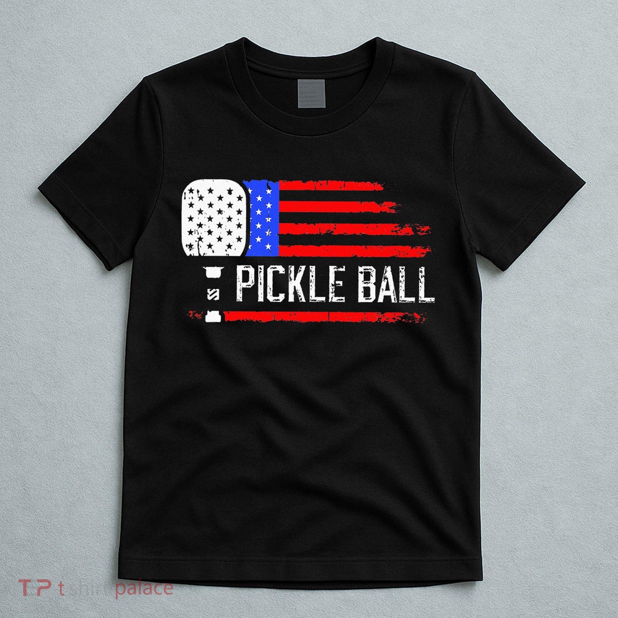 Pickleball US Flag Vintage Pickleball Paddle T-Shirt