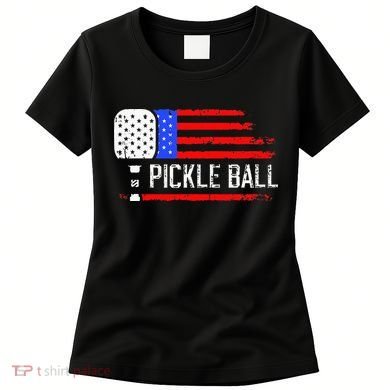 Pickleball US Flag Vintage Pickleball Paddle Women's T-Shirt