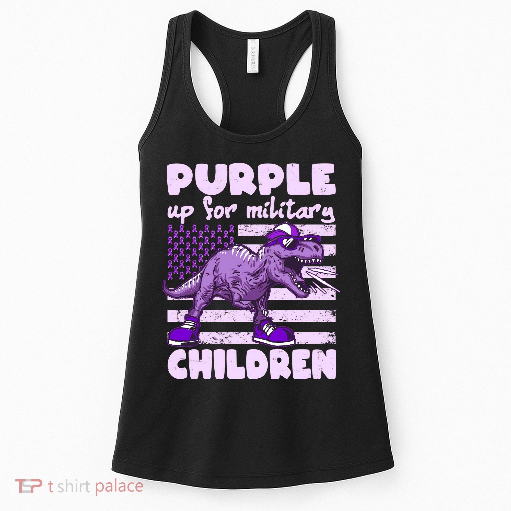 Purple Up For Military Children TRex Dinosaur Women's Tank Top