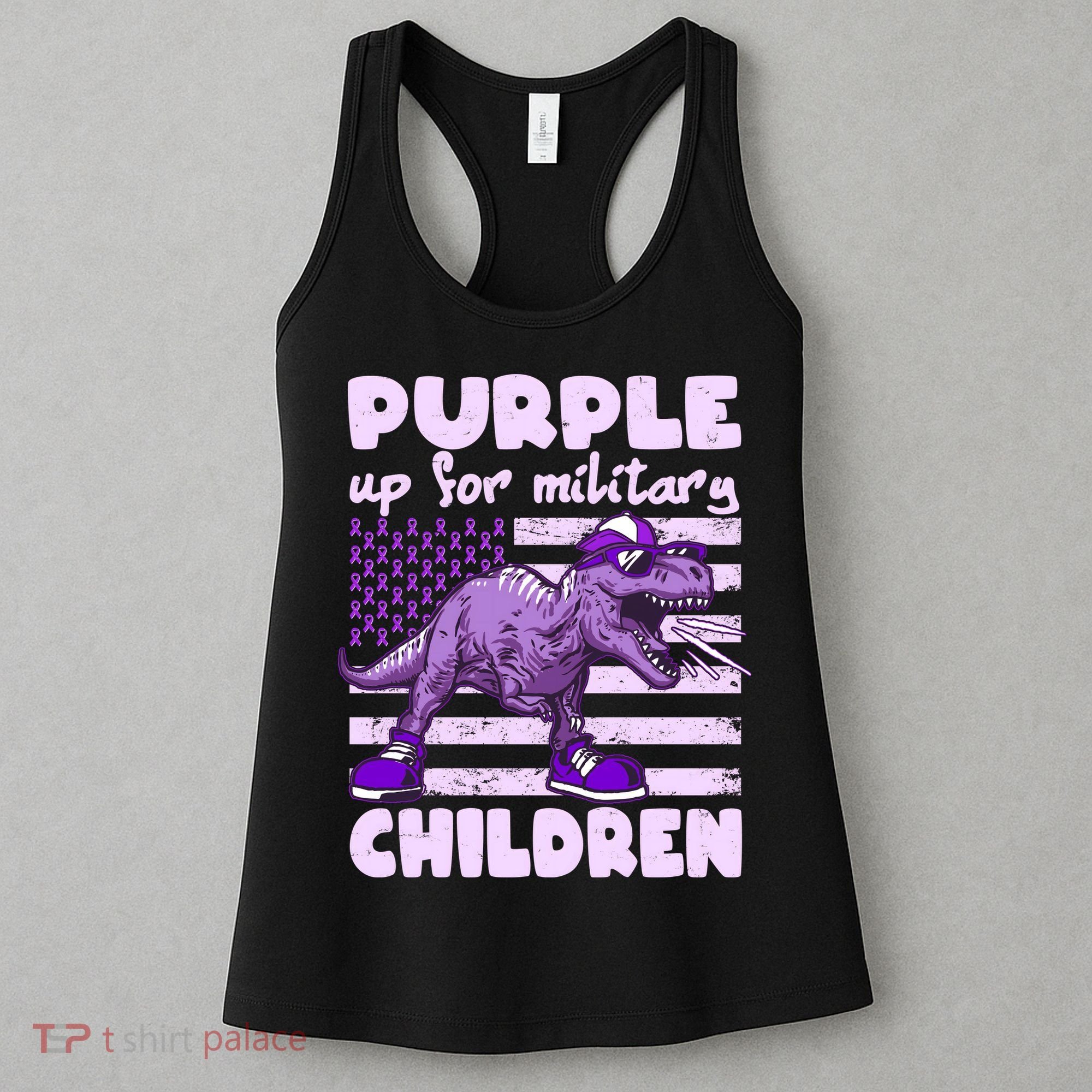 Purple Up For Military Children TRex Dinosaur Women's Tank Top