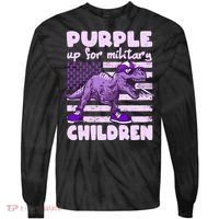 Purple Up For Military Children TRex Dinosaur Tie-Dye Long Sleeve Shirt thumb 0