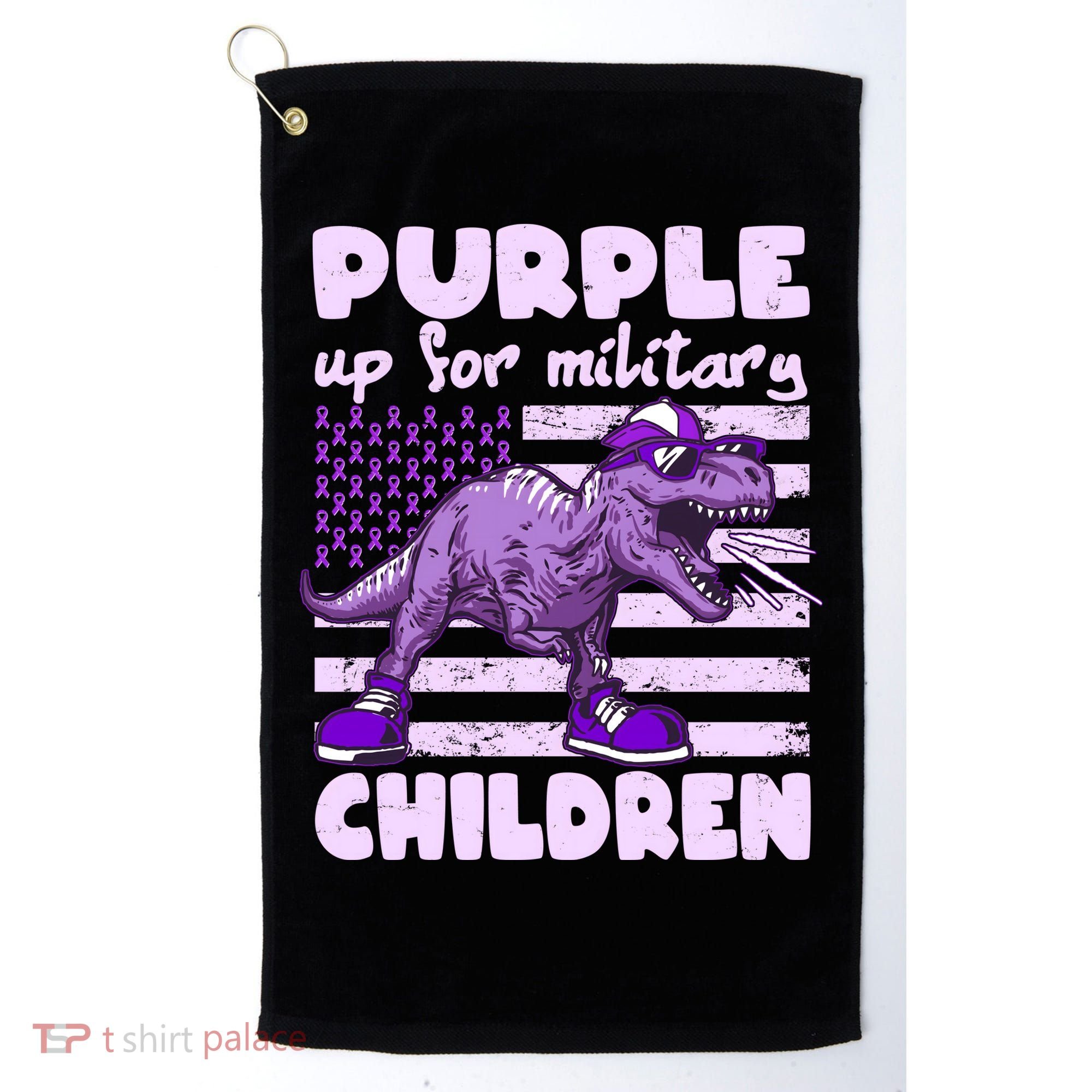 Purple Up For Military Children TRex Dinosaur Golf Towel