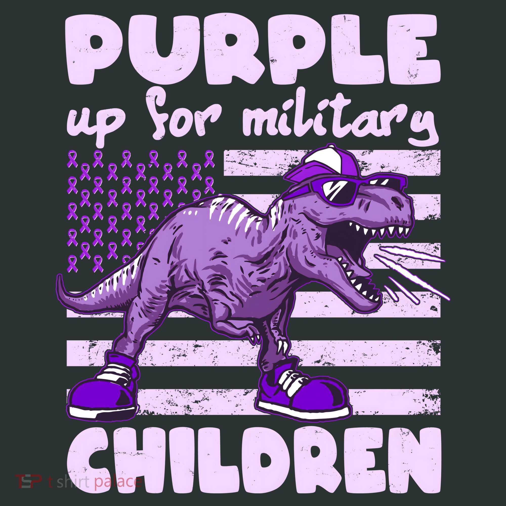 Purple Up For Military Children TRex Dinosaur Hoodie