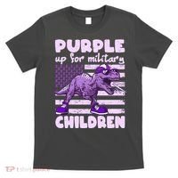 Purple Up For Military Children TRex Dinosaur T-Shirt thumb 0