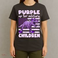 Purple Up For Military Children TRex Dinosaur T-Shirt thumb 4