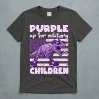 Purple Up For Military Children TRex Dinosaur T-Shirt thumb 5