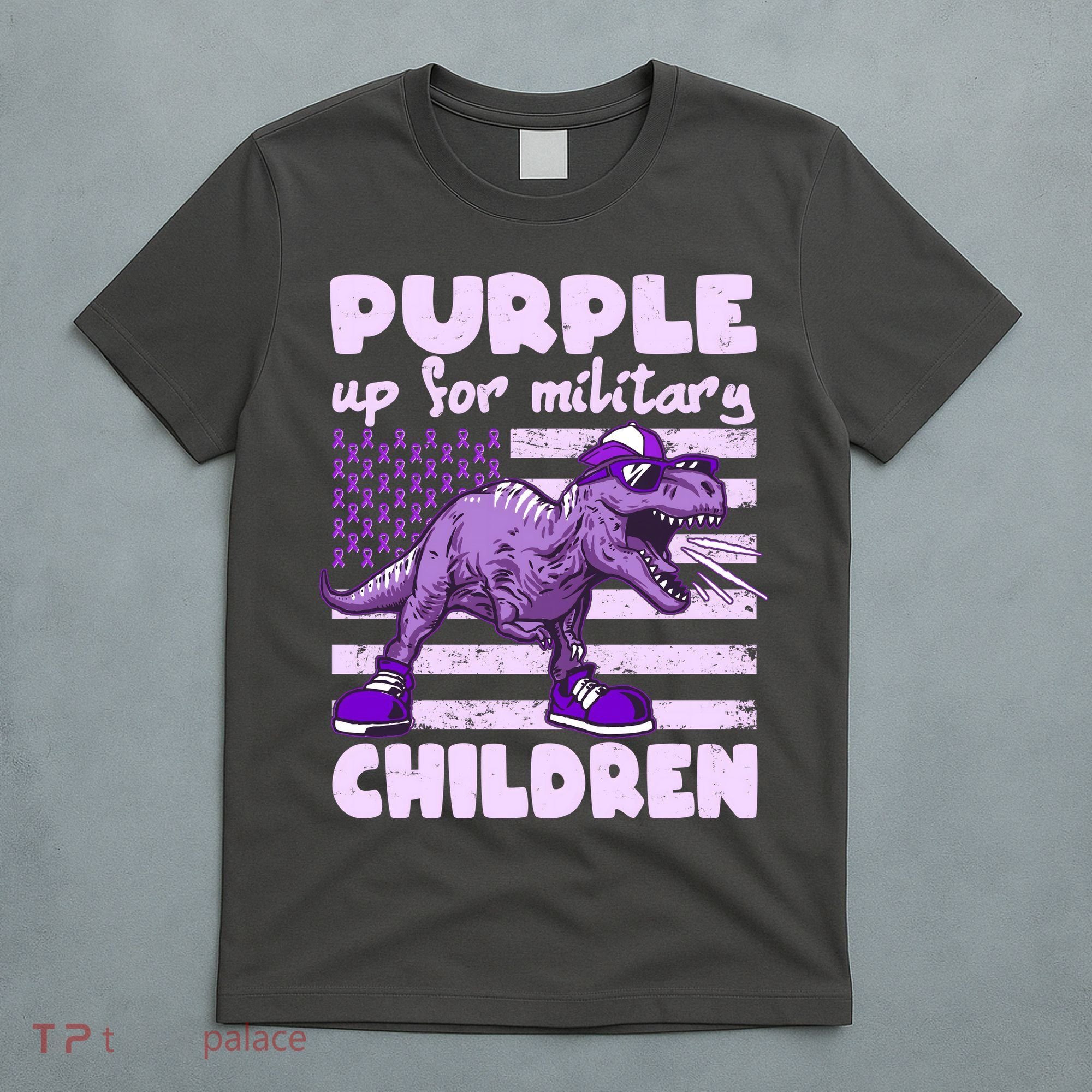 Purple Up For Military Children TRex Dinosaur T-Shirt