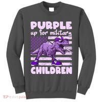 Purple Up For Military Children TRex Dinosaur Tall Sweatshirt thumb 0