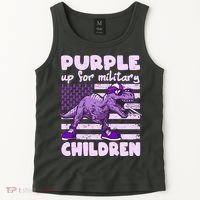 Purple Up For Military Children TRex Dinosaur Tank Top thumb 2