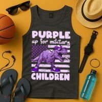 Purple Up For Military Children TRex Dinosaur Tank Top thumb 4