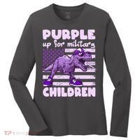 Purple Up For Military Children TRex Dinosaur Women's Long Sleeve Shirt thumb 0