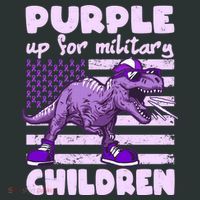 Purple Up For Military Children TRex Dinosaur Kids Hoodie thumb 5