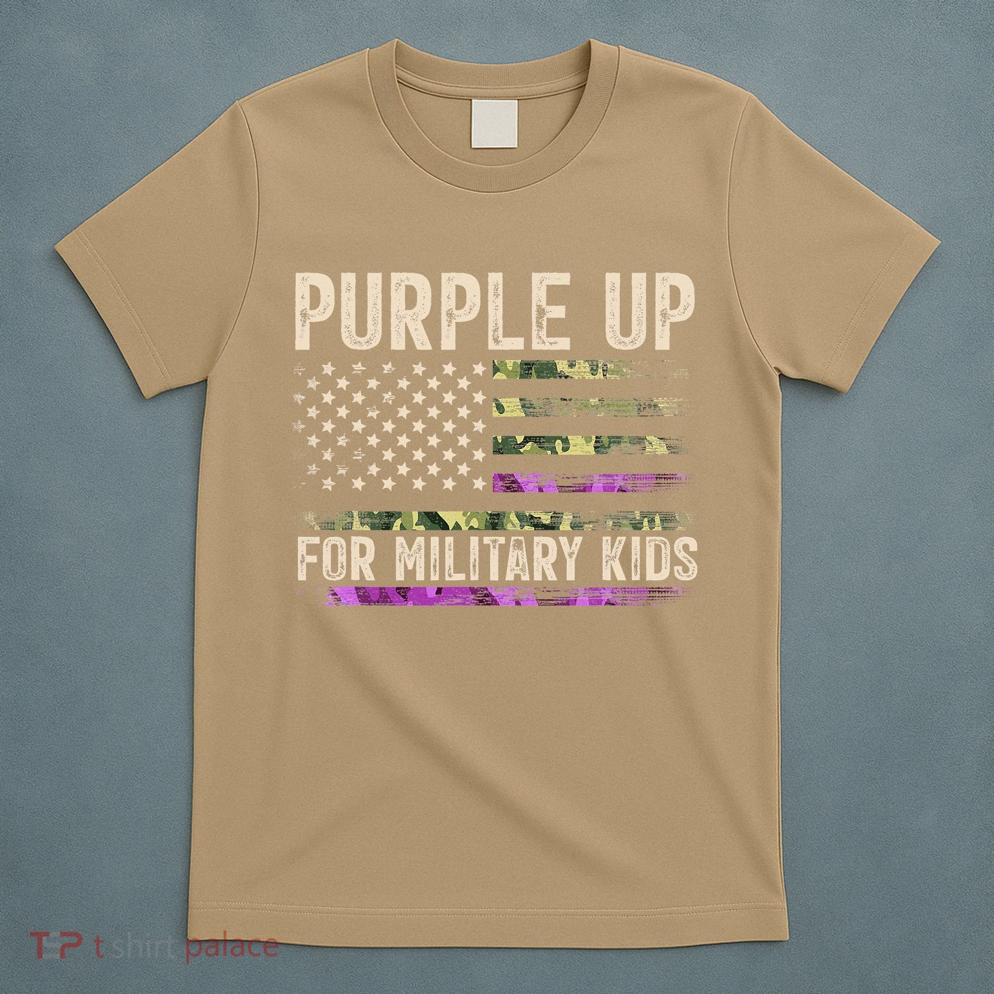 Purple Up For Military Military Child Month USA Flag T-Shirt