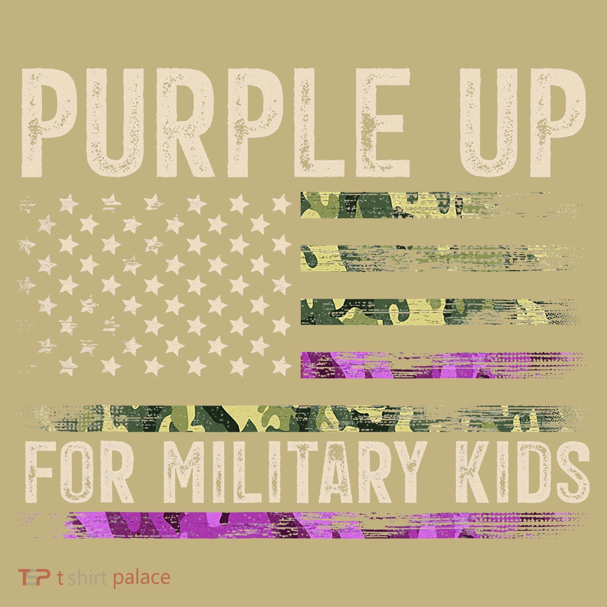 Purple Up For Military Military Child Month USA Flag T-Shirt