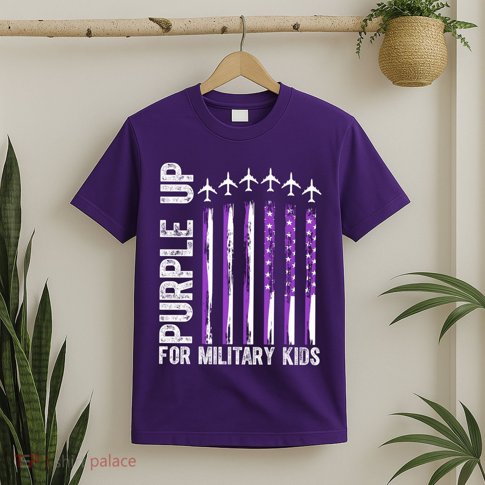 Purple Up For Military Kids Flag Military Month T-Shirt