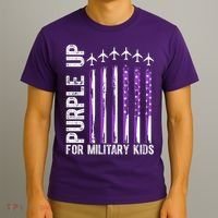 Purple Up For Military Kids Flag Military Month T-Shirt thumb 3