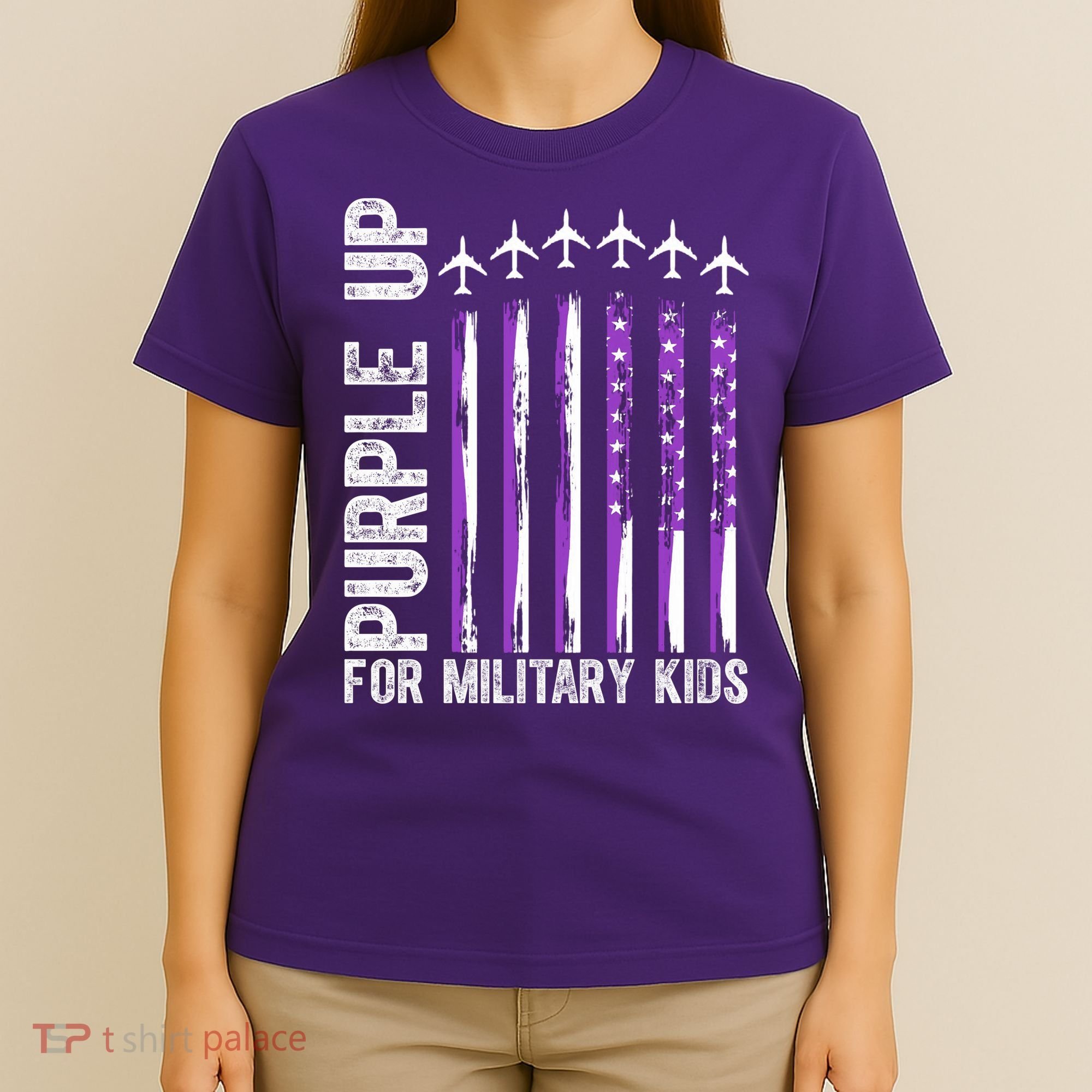 Purple Up For Military Kids Flag Military Month T-Shirt