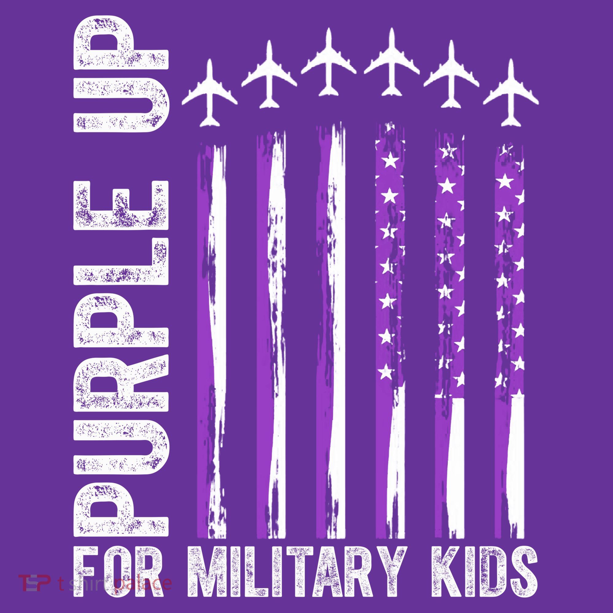 Purple Up For Military Kids Flag Military Month T-Shirt
