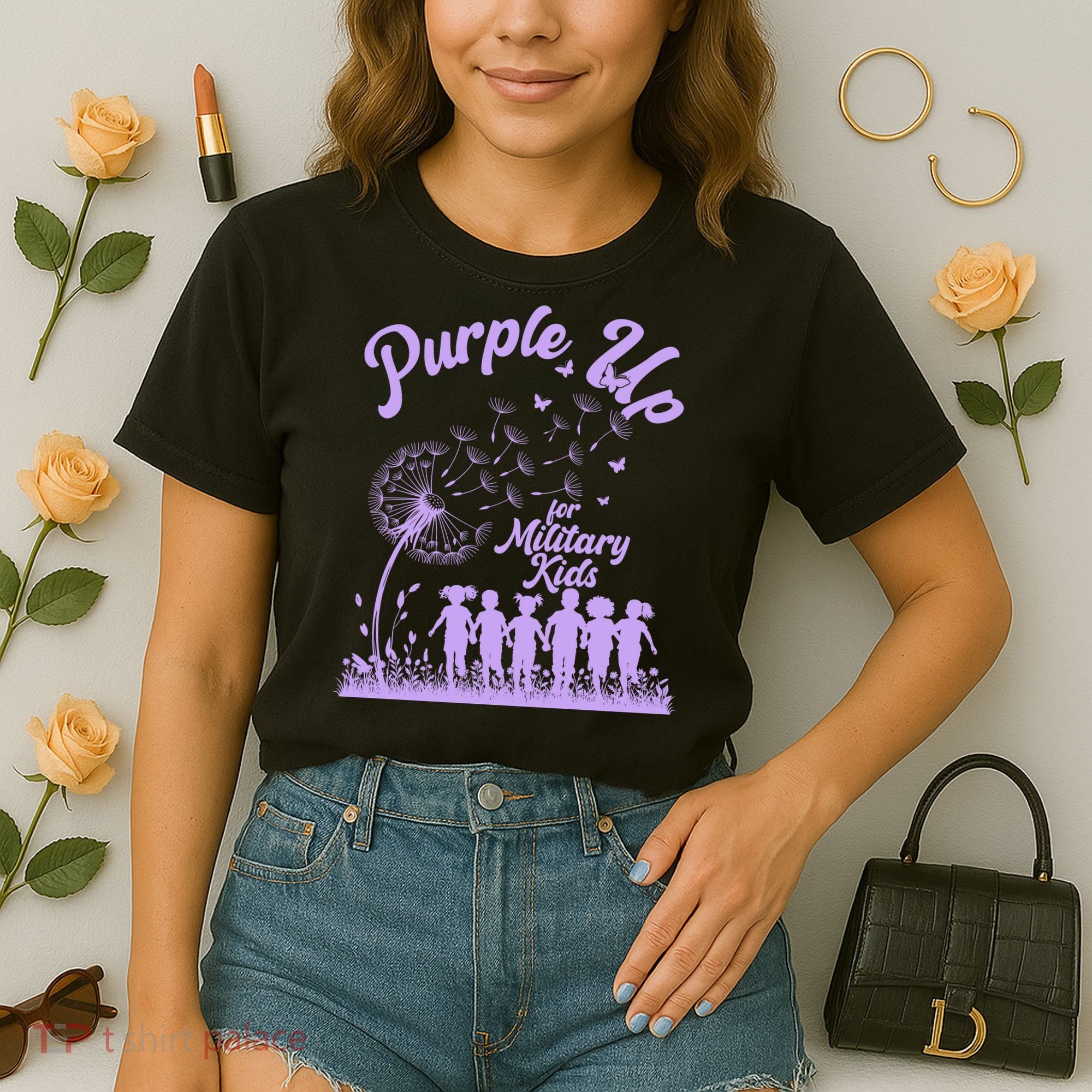 Purple Up For Military Kids Dandelion Comfort Colors Boxy T-Shirt