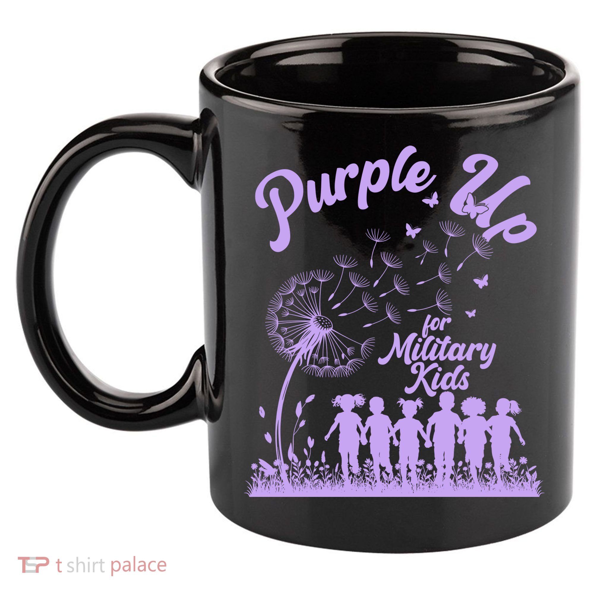 Purple Up For Military Kids Dandelion 11oz C Handle Ceramic Mug
