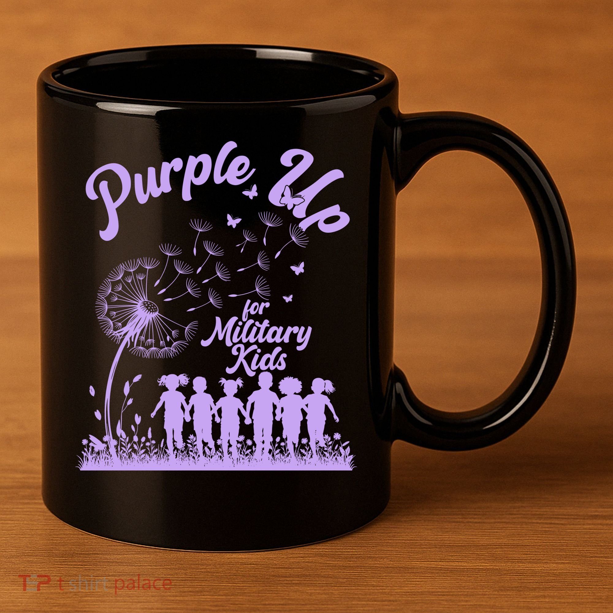 Purple Up For Military Kids Dandelion 11oz C Handle Ceramic Mug