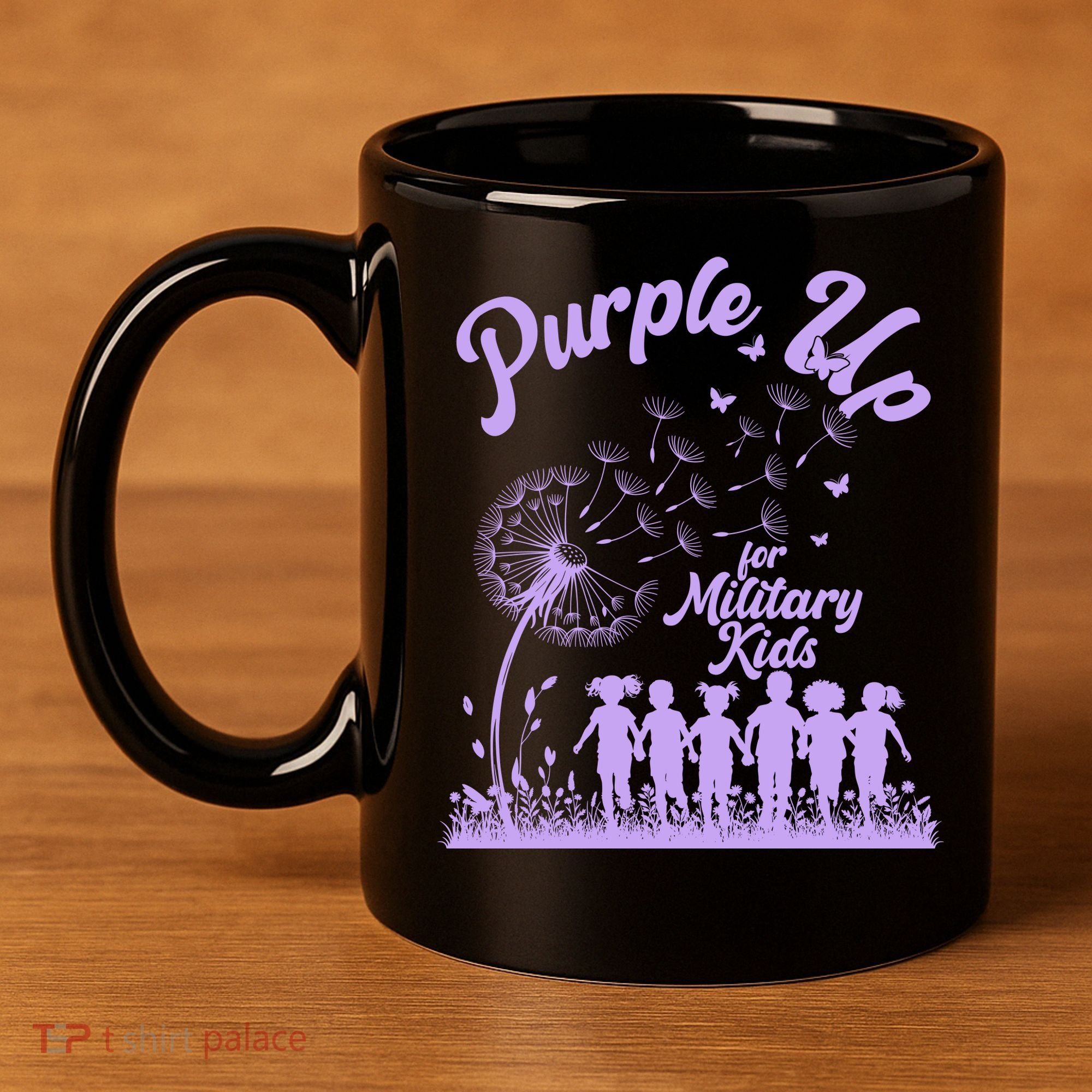 Purple Up For Military Kids Dandelion 11oz C Handle Ceramic Mug