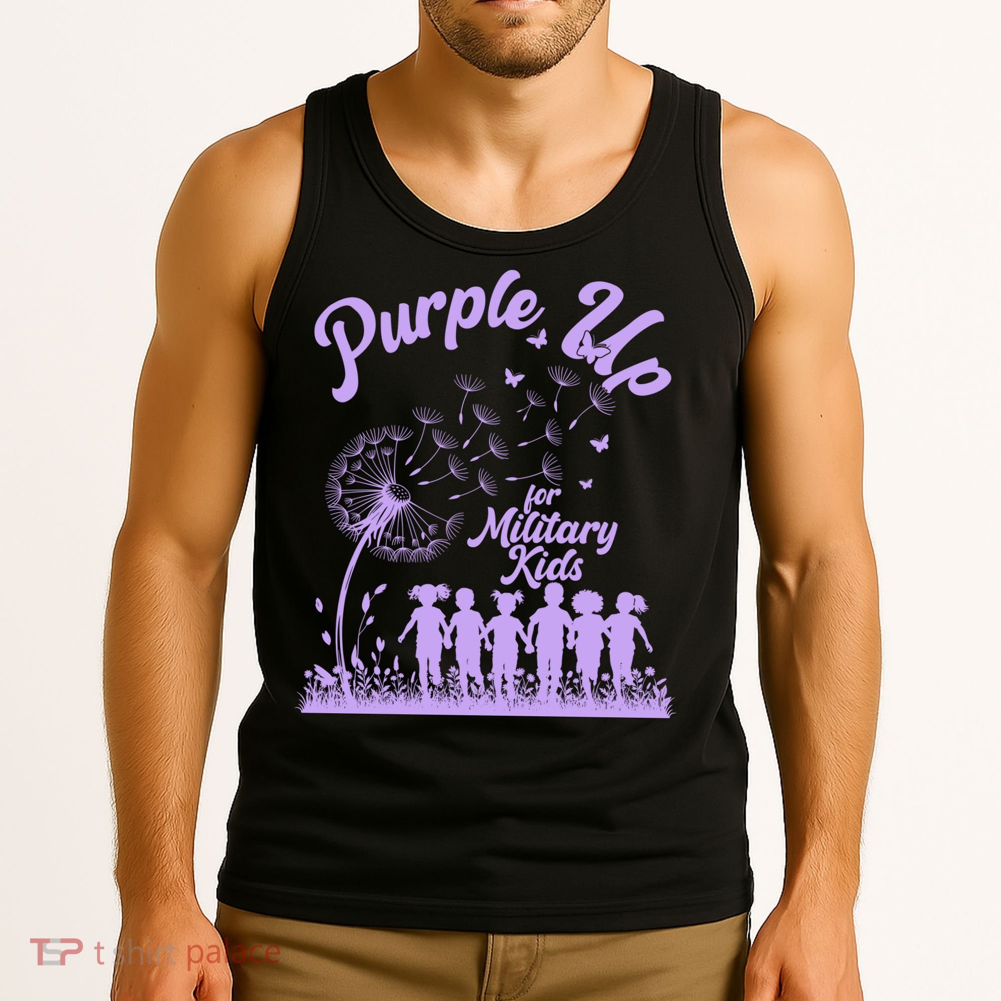 Purple Up For Military Kids Dandelion Tank Top