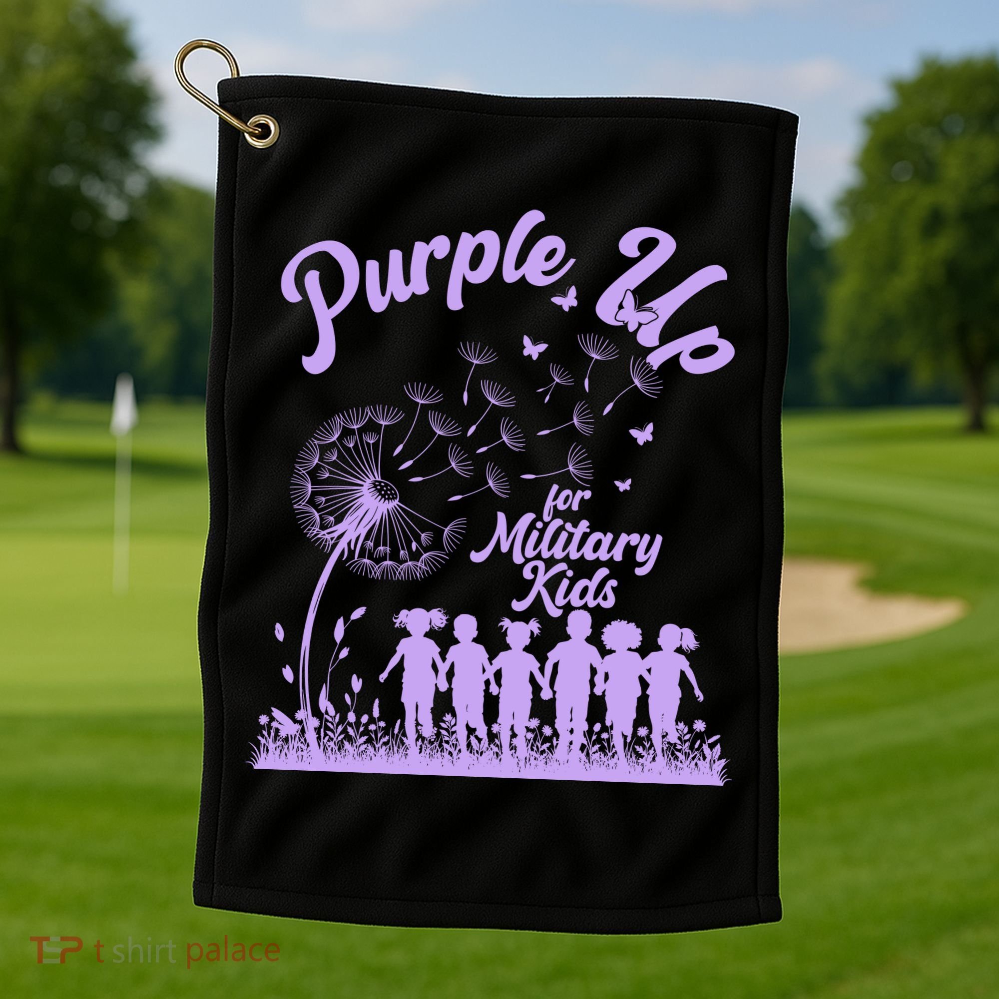 Purple Up For Military Kids Dandelion Golf Towel