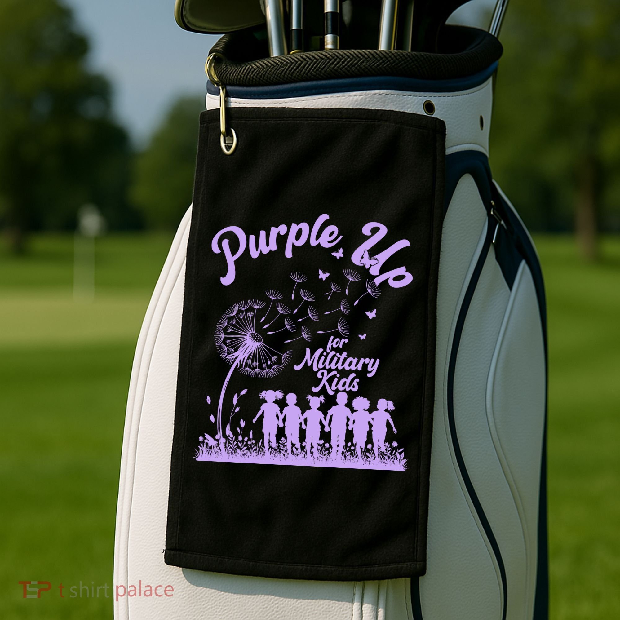 Purple Up For Military Kids Dandelion Golf Towel