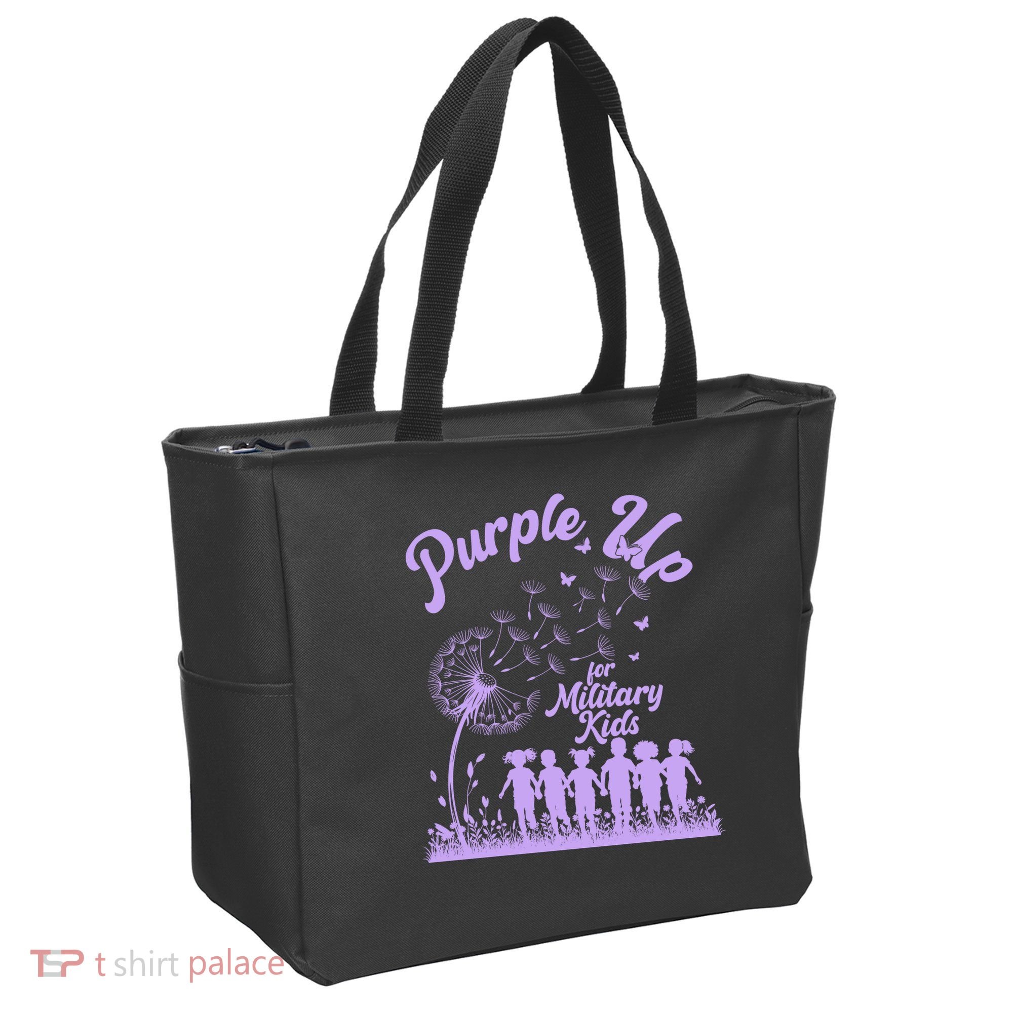 Purple Up For Military Kids Dandelion Tote Bag