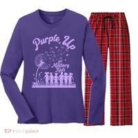 Purple Up For Military Kids Dandelion Women's Long Sleeve Flannel Pajama Set  thumb 0