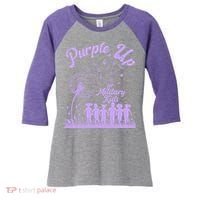 Purple Up For Military Kids Dandelion Women's Tri-Blend 3/4-Sleeve Raglan Shirt thumb 0
