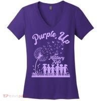 Purple Up For Military Kids Dandelion Women's V-Neck T-Shirt thumb 0