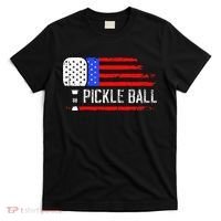 Pickleball US Flag Vintage Pickleball Paddle T-Shirt thumb 0