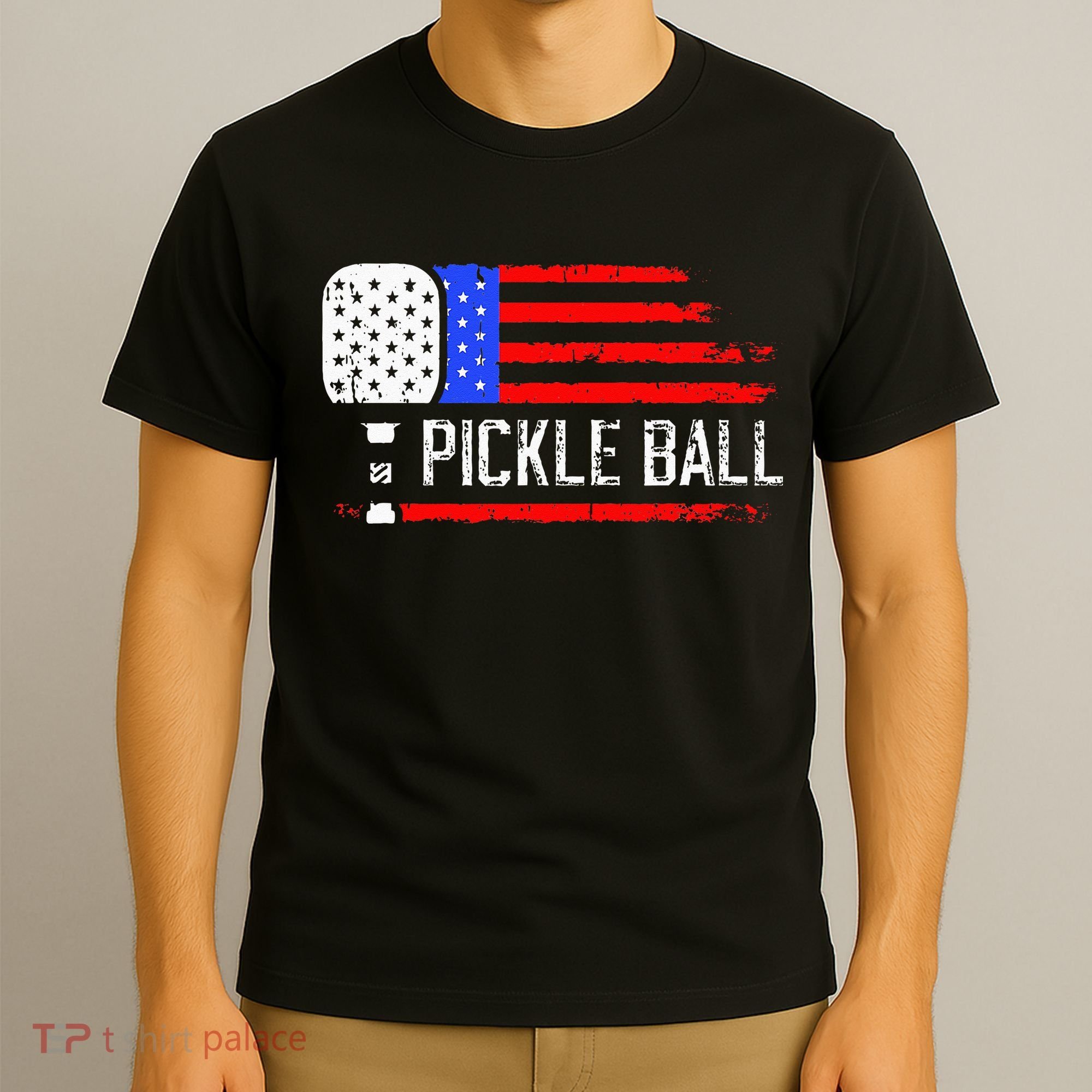 Pickleball US Flag Vintage Pickleball Paddle T-Shirt