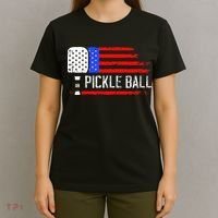 Pickleball US Flag Vintage Pickleball Paddle T-Shirt thumb 4