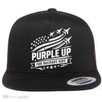 Purple Up For Military Kids American Flag Flat Bill Trucker Hat thumb 0