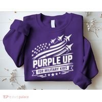 Purple Up For Military Kids American Flag Sweatshirt thumb 2