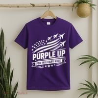 Purple Up For Military Kids American Flag T-Shirt thumb 2