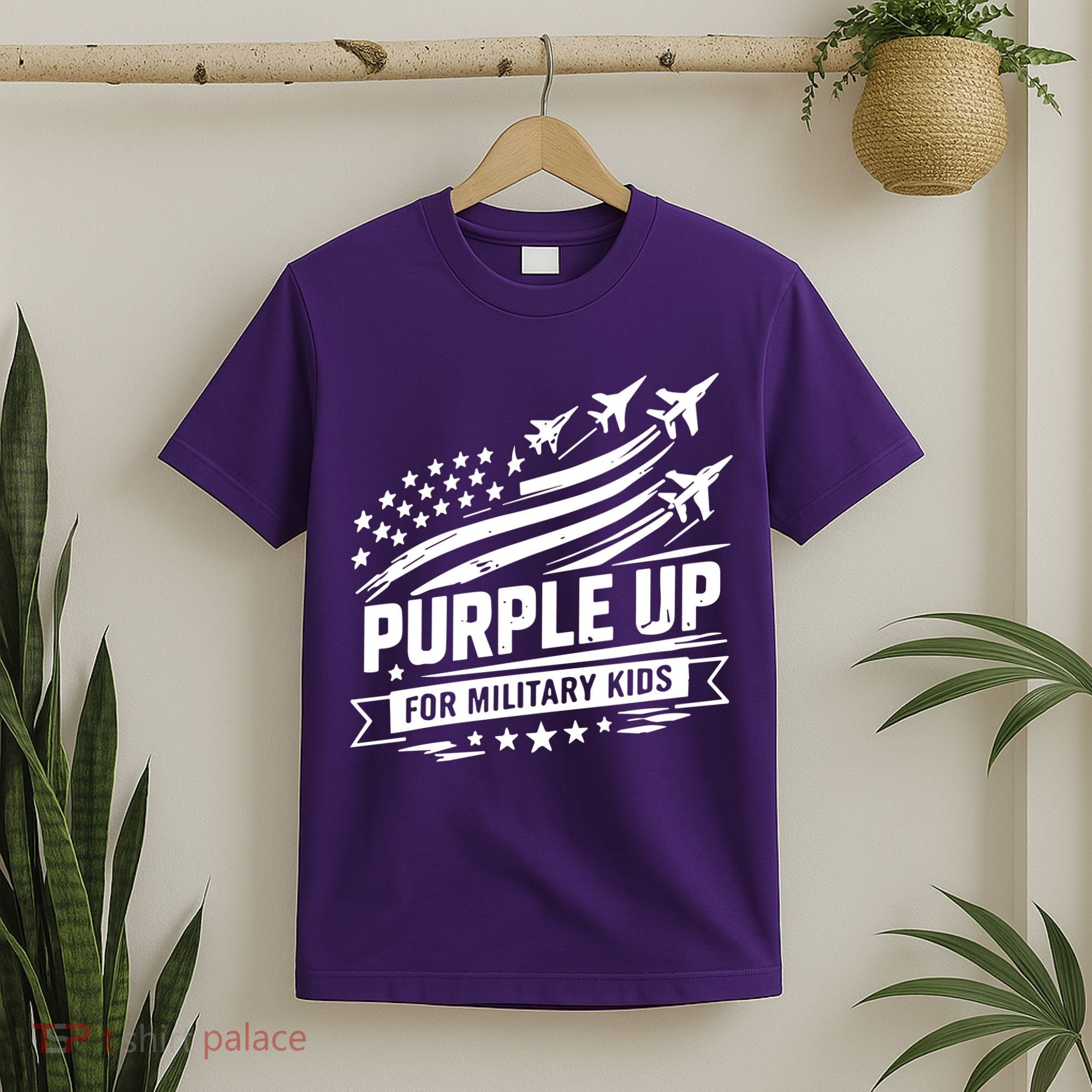 Purple Up For Military Kids American Flag T-Shirt