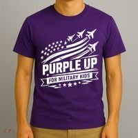 Purple Up For Military Kids American Flag T-Shirt thumb 3