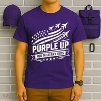 Purple Up For Military Kids American Flag T-Shirt thumb 6