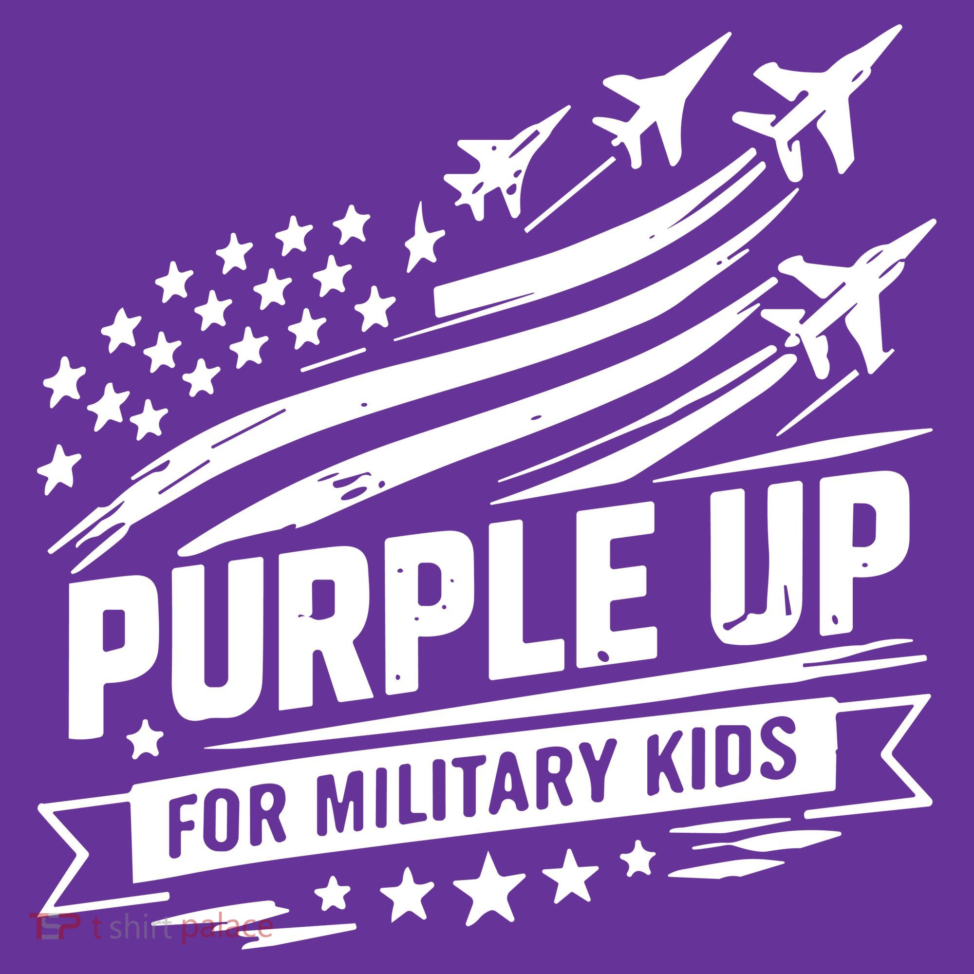 Purple Up For Military Kids American Flag Drawstring Bag